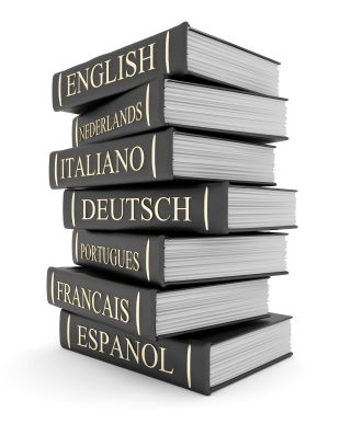 Stack of language books